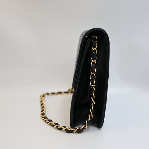 Pre-owned #90152 CHANEL Matelassé Chain Shoulder Bag | Push-Lock | Lambskin | Black | 5 Series (1997–1999) | Gold Hardware | Vintage