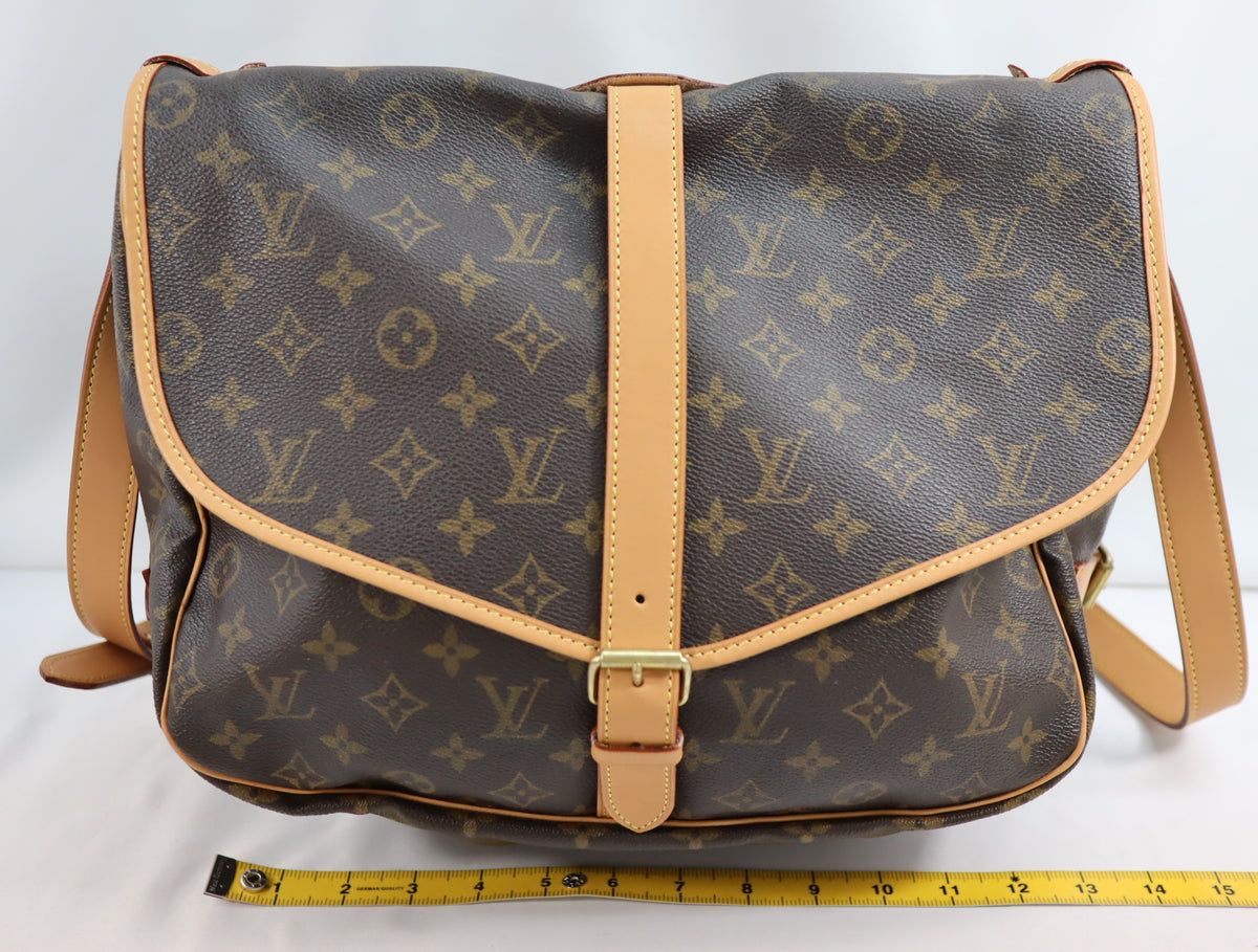 Pre-Owned #BP63111 Louis Vuitton Monogram Saumur 35 Crossbody Shoulder Bag Brown M42254