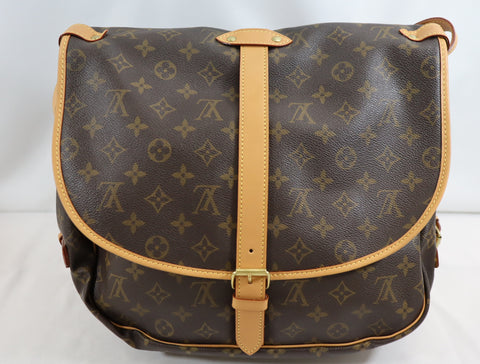 Pre-Owned #BP63111 Louis Vuitton Monogram Saumur 35 Crossbody Shoulder Bag Brown M42254