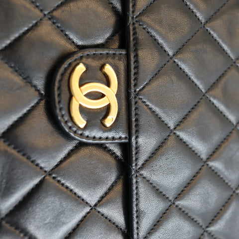 Pre-owned #90152 CHANEL Matelassé Chain Shoulder Bag | Push-Lock | Lambskin | Black | 5 Series (1997–1999) | Gold Hardware | Vintage