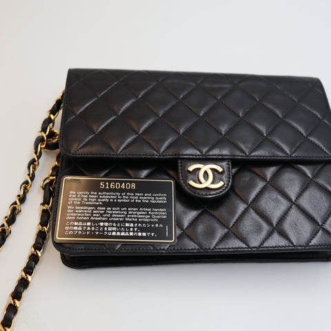Pre-owned #90152 CHANEL Matelassé Chain Shoulder Bag | Push-Lock | Lambskin | Black | 5 Series (1997–1999) | Gold Hardware | Vintage