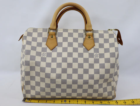 Pre-Owned #R0119 Louis Vuitton Damier Azur Speedy 30 Handbag