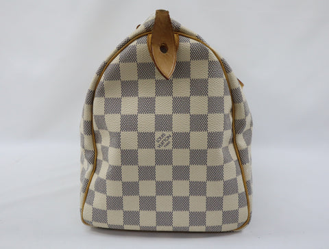Pre-Owned #R0119 Louis Vuitton Damier Azur Speedy 30 Handbag