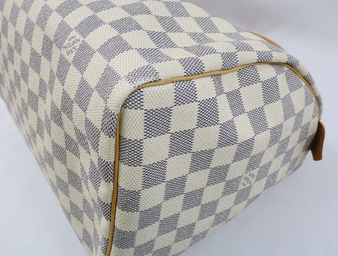 Pre-Owned #R0119 Louis Vuitton Damier Azur Speedy 30 Handbag
