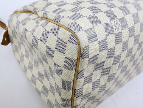 Pre-Owned #R0119 Louis Vuitton Damier Azur Speedy 30 Handbag