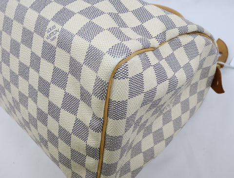 Pre-Owned #R0119 Louis Vuitton Damier Azur Speedy 30 Handbag