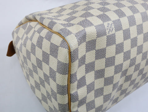 Pre-Owned #R0119 Louis Vuitton Damier Azur Speedy 30 Handbag