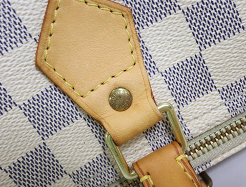 Pre-Owned #R0119 Louis Vuitton Damier Azur Speedy 30 Handbag