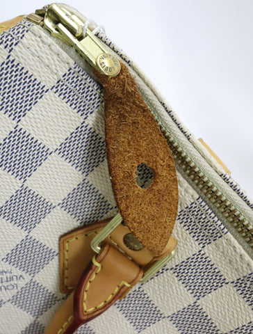 Pre-Owned #R0119 Louis Vuitton Damier Azur Speedy 30 Handbag