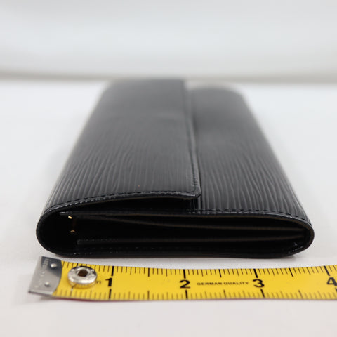 Pre-Owned #72687 Louis Vuitton Epi Pochette Porte Monnaie Credit Black Long Wallet M63592