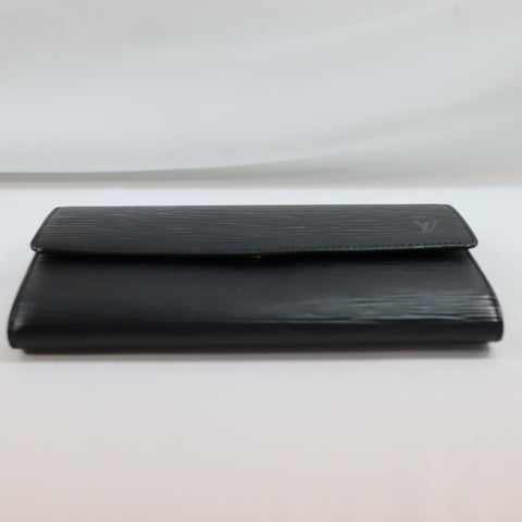 Pre-Owned #72687 Louis Vuitton Epi Pochette Porte Monnaie Credit Black Long Wallet M63592