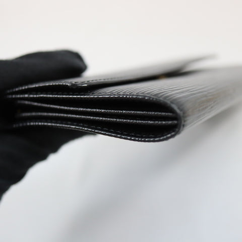 Pre-Owned #72687 Louis Vuitton Epi Pochette Porte Monnaie Credit Black Long Wallet M63592