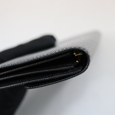 Pre-Owned #72687 Louis Vuitton Epi Pochette Porte Monnaie Credit Black Long Wallet M63592