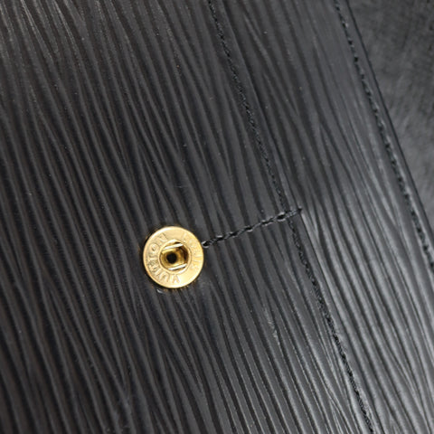 Pre-Owned #72687 Louis Vuitton Epi Pochette Porte Monnaie Credit Black Long Wallet M63592