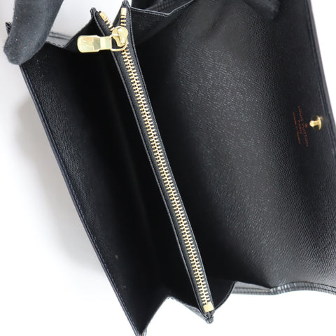 Pre-Owned #72687 Louis Vuitton Epi Pochette Porte Monnaie Credit Black Long Wallet M63592