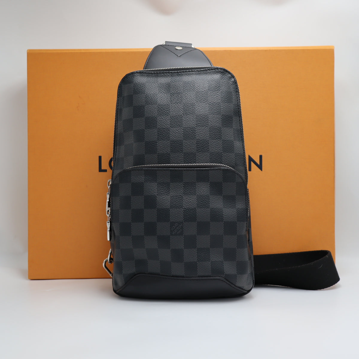 Pre- Owned #71044 LOUIS VUITTON Avenue Sling Shoulder Bag N41719 Damier Graphite Black Crossbody with box