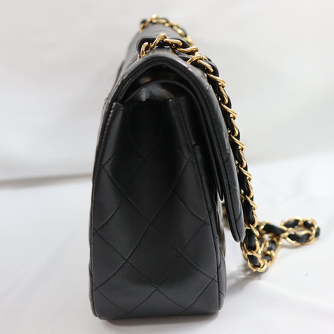 Pre-Owned #40722 CHANEL Matelasse Jumbo Chain Shoulder Bag Lambskin Black A58600