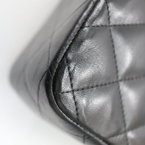 Pre-Owned #40722 CHANEL Matelasse Jumbo Chain Shoulder Bag Lambskin Black A58600