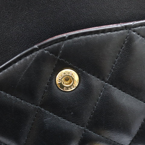 Pre-Owned #40722 CHANEL Matelasse Jumbo Chain Shoulder Bag Lambskin Black A58600