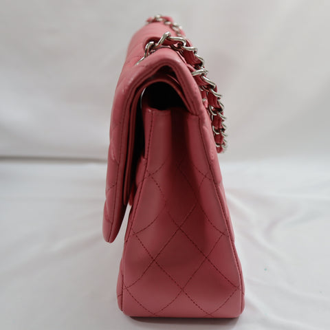 Pre-Owned #32635 CHANEL Matelasse Jumbo Chain Shoulder Bag Lambskin Pink A58600