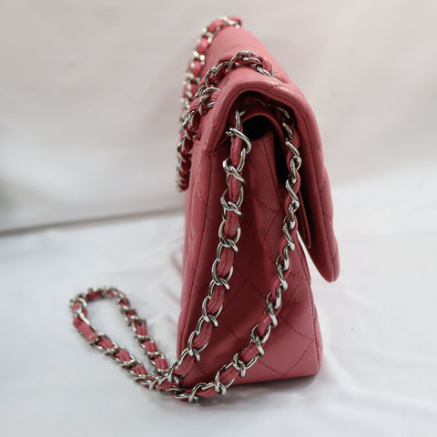 Pre-Owned #32635 CHANEL Matelasse Jumbo Chain Shoulder Bag Lambskin Pink A58600