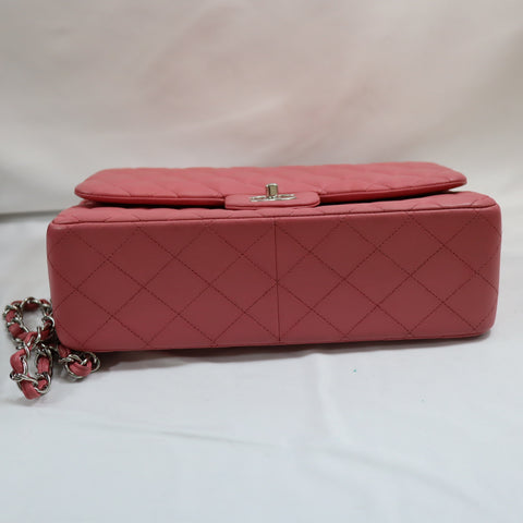 Pre-Owned #32635 CHANEL Matelasse Jumbo Chain Shoulder Bag Lambskin Pink A58600