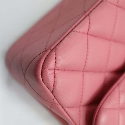 Pre-Owned #32635 CHANEL Matelasse Jumbo Chain Shoulder Bag Lambskin Pink A58600
