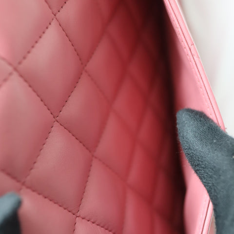Pre-Owned #32635 CHANEL Matelasse Jumbo Chain Shoulder Bag Lambskin Pink A58600
