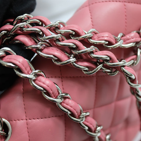Pre-Owned #32635 CHANEL Matelasse Jumbo Chain Shoulder Bag Lambskin Pink A58600