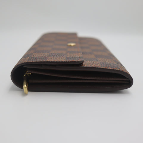 Pre-Owned #71627 Louis Vuitton Damier Ebene Porte Monnaie Credit Long Bifold Wallet N61724