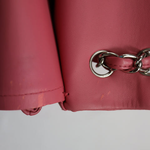 Pre-Owned #32635 CHANEL Matelasse Jumbo Chain Shoulder Bag Lambskin Pink A58600