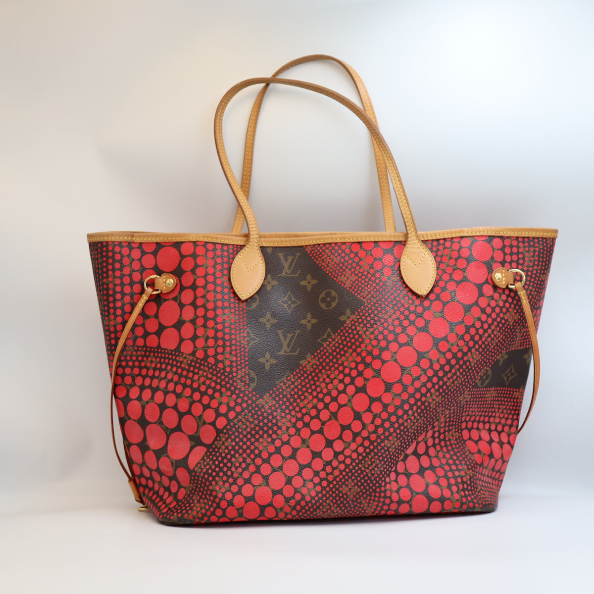 Pre-Owned #72764 Louis Vuitton Monogram wave Neverfull MM Kusama Yayoi Red M40686