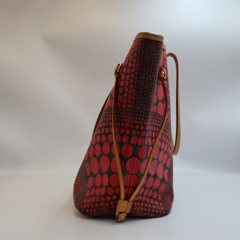 Pre-Owned #72764 Louis Vuitton Monogram wave Neverfull MM Kusama Yayoi Red M40686