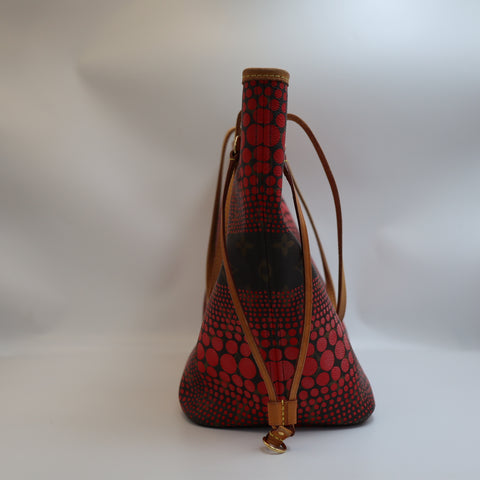 Pre-Owned #72764 Louis Vuitton Monogram wave Neverfull MM Kusama Yayoi Red M40686