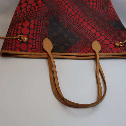 Pre-Owned #72764 Louis Vuitton Monogram wave Neverfull MM Kusama Yayoi Red M40686