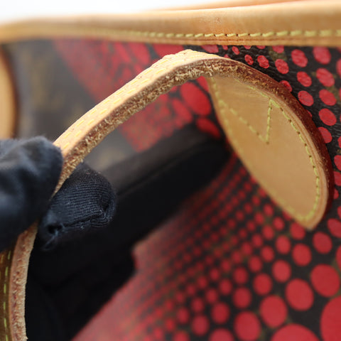 Pre-Owned #72764 Louis Vuitton Monogram wave Neverfull MM Kusama Yayoi Red M40686