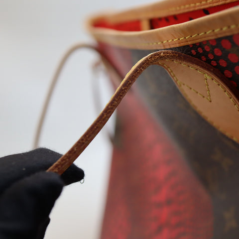 Pre-Owned #72764 Louis Vuitton Monogram wave Neverfull MM Kusama Yayoi Red M40686