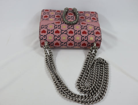 Pre-owned #R260209 Gucci Calfskin Valentine's Day Exclusive Super medium Dionysus Shoulder Bag Pink