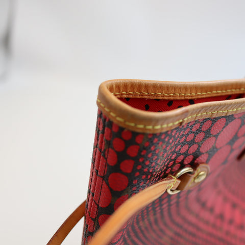 Pre-Owned #72764 Louis Vuitton Monogram wave Neverfull MM Kusama Yayoi Red M40686