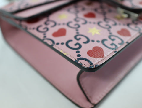 Pre-owned #R260209 Gucci Calfskin Valentine's Day Exclusive Super medium Dionysus Shoulder Bag Pink