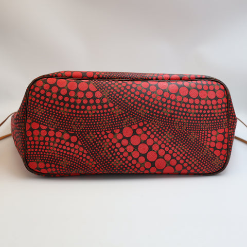 Pre-Owned #72764 Louis Vuitton Monogram wave Neverfull MM Kusama Yayoi Red M40686