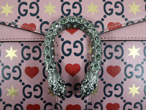 Pre-owned #R260209 Gucci Calfskin Valentine's Day Exclusive Super medium Dionysus Shoulder Bag Pink