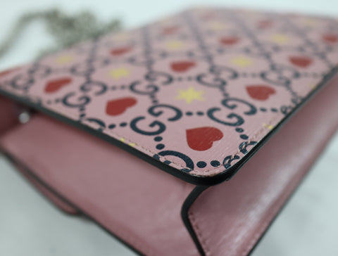 Pre-owned #R260209 Gucci Calfskin Valentine's Day Exclusive Super medium Dionysus Shoulder Bag Pink