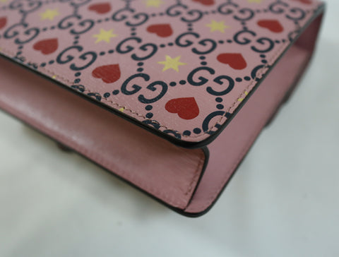 Pre-owned #R260209 Gucci Calfskin Valentine's Day Exclusive Super medium Dionysus Shoulder Bag Pink