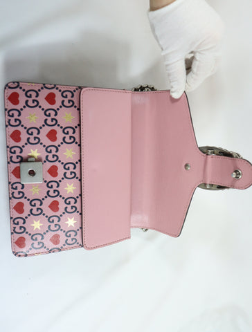Pre-owned #R260209 Gucci Calfskin Valentine's Day Exclusive Super medium Dionysus Shoulder Bag Pink