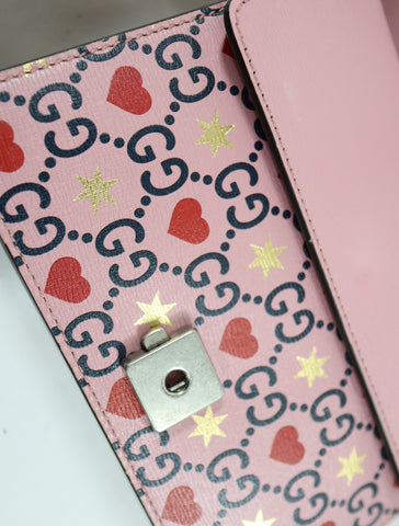 Pre-owned #R260209 Gucci Calfskin Valentine's Day Exclusive Super medium Dionysus Shoulder Bag Pink