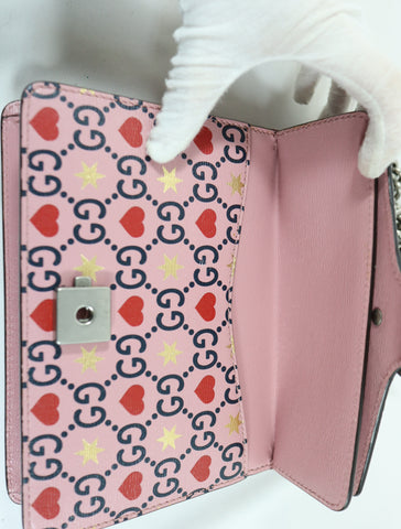 Pre-owned #R260209 Gucci Calfskin Valentine's Day Exclusive Super medium Dionysus Shoulder Bag Pink