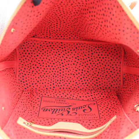 Pre-Owned #72764 Louis Vuitton Monogram wave Neverfull MM Kusama Yayoi Red M40686