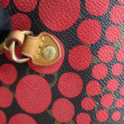 Pre-Owned #72764 Louis Vuitton Monogram wave Neverfull MM Kusama Yayoi Red M40686