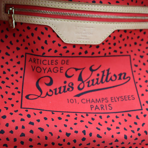 Pre-Owned #72764 Louis Vuitton Monogram wave Neverfull MM Kusama Yayoi Red M40686